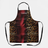 Red Gold Faux Cowgirl Southwest Koeienhuid Naam Schort (Voorkant)