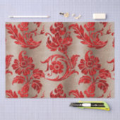 Red Gold Faux Velvet Damask Elegant Tissuepapier (Craft)