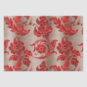 Red Gold Faux Velvet Damask Elegant Tissuepapier (Voorkant)