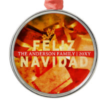 Red Gold Feliz Navidad Modern Elegant Christmas
