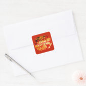  Red Gold Feliz Navidad Modern Merry Christmas Vierkante Sticker (Envelop)