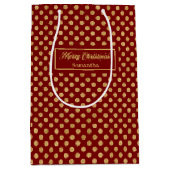 Red Gold Festive Christmas Paper Gift Bag Custom Medium Cadeauzakje (Voorkant)