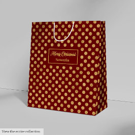 Red Gold Festive Christmas Paper Gift Bag Custom Medium Cadeauzakje