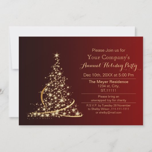 Red Gold Festive Corporate-feestdag Kaart (Voorkant)