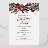 Red Gold Festive Foliage-kerstfeest Folie Uitnodiging (Voorkant)