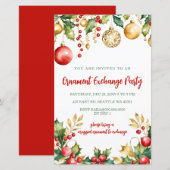 Red Gold Festive Ornament Exchange Christmas Party (Voorkant / Achterkant)