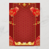 Red & Gold Festive Scroll Lunar Year of the Horse Kaart (Achterkant)