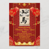 Red & Gold Festive Scroll Lunar Year of the Horse Kaart (Voorkant)