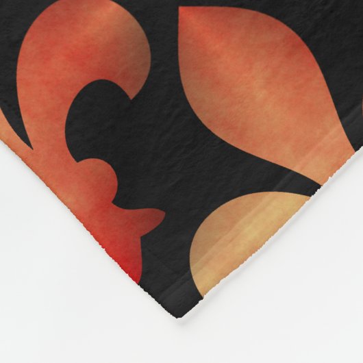 Red Gold Fleur de Lis Black Fleece Blanket Deken (Hoek)