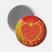 Red Gold Fleur de lis Heart Magneet (Voorkant / Achterkant)