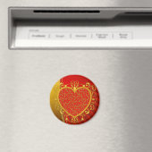 Red Gold Fleur de lis Heart Magneet (Insitu (Vaatwasser))