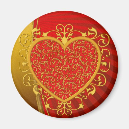 Red Gold Fleur de lis Heart Magneet (Voorkant)
