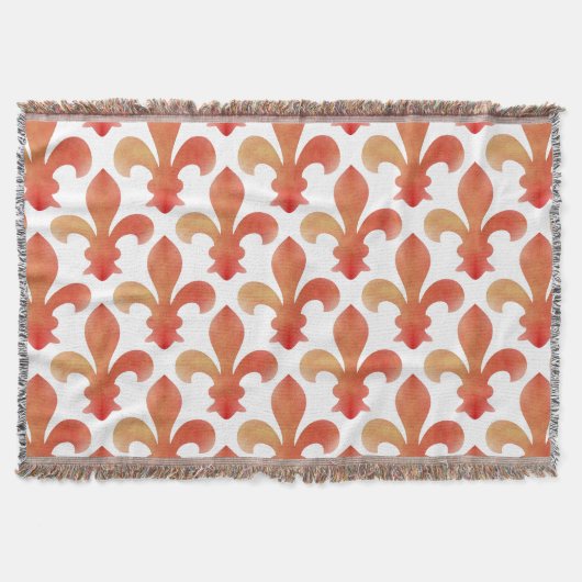 Red Gold Fleur de Lis Throw Blanket Deken (Voorkant)