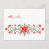 Red Gold Floral - Aangepast bedankt Briefkaarten (Voorkant)