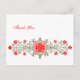 Red Gold  Floral - Aangepast bedankt Briefkaarten