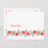 Red Gold Floral Border Custom Hartelijk dank Brief Briefkaart (Voorkant / Achterkant)