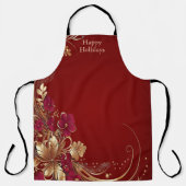 Red Gold Floral Holiday Schort (Voorkant)