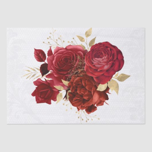 Red Gold Floral Lace Bouquet-ontkoppeling Tissuepapier (Voorkant)