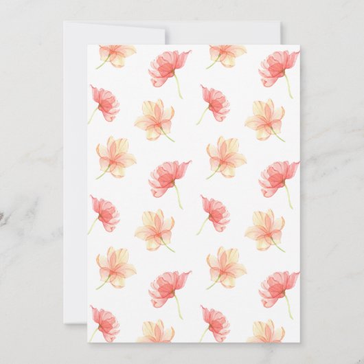 Red Gold Floral met grote Waterverf Virtual Shower Kaart (Achterkant)