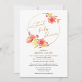 Red Gold Floral met grote Waterverf Virtual Shower Kaart (Voorkant)