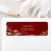 Red Gold Floral Retour Adres Label (Insitu)