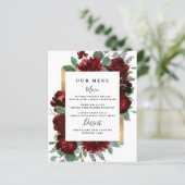 Red Gold Floral Rustic Elegant White Wedding Menus (Staand voorkant)