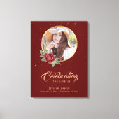 Red Gold Floral — Welkomstteken Canvas Afdruk (Voorkant)