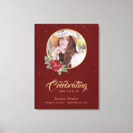 Red Gold Floral — Welkomstteken Canvas Afdruk