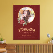 Red Gold Floral — Welkomstteken Canvas Afdruk (Insitu (Woonkamer))