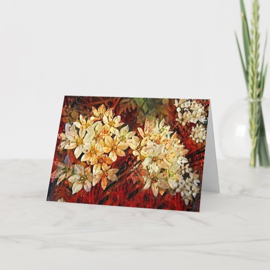 Red Gold Flowers Art Note Kaart (Voorkant)