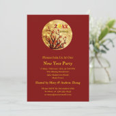 Red Gold Flowers Happy Chinese Nieuwjaar 20XX Kaart (Staand voorkant)