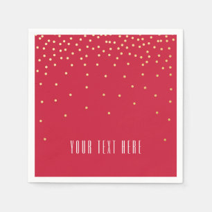 Red & Gold Foil Confetti Dot Holiday Party Napkins Servet