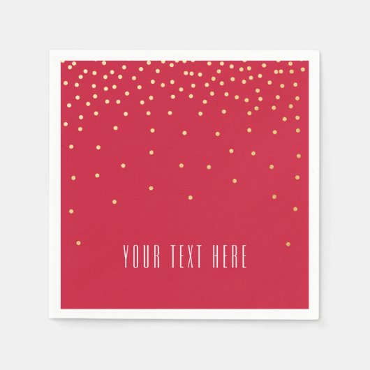 Red & Gold Foil Confetti Dot Holiday Party Napkins Servet (Voorkant)