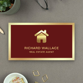 Red Gold Foil Home Logo Vastgoedmakelaar Visitekaartje