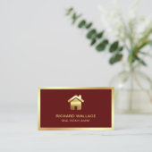 Red Gold Foil Home Logo Vastgoedmakelaar Visitekaartje (Staand voorkant)