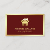 Red Gold Foil Home Logo Vastgoedmakelaar Visitekaartje (Voorkant)
