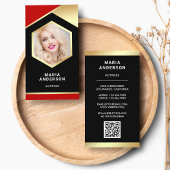 Red Gold Foil Model Actress QR Code Foto Visitekaartje