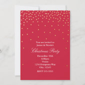 Red & Gold Foil Stippen Kerst Vakantie Uitnodiging (Voorkant)