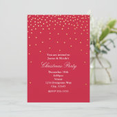 Red & Gold Foil Stippen Kerst Vakantie Uitnodiging (Staand voorkant)