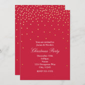 Red & Gold Foil Stippen Kerst Vakantie Uitnodiging (Voorkant / Achterkant)