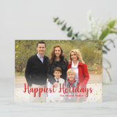 Red Gold Foil Stippen Prettige feestdagen kaart (Staand voorkant)