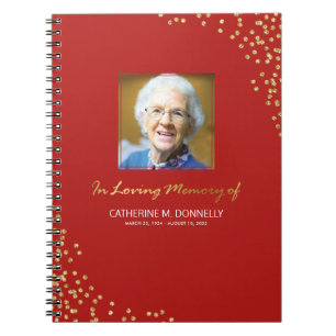 Red Gold Funeral condoleances  Foto Memorial Notitieboek