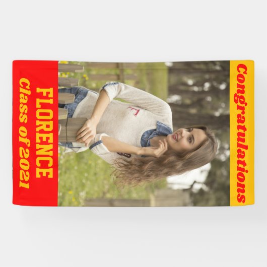 Red Gold Gefeliciteerd Afstuderen Spandoek (Horizontaal)