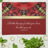 Red Gold Geometric Art Quote Tea Towel Theedoek (Gevouwen)