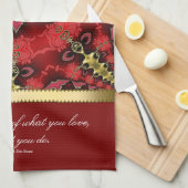 Red Gold Geometric Art Quote Tea Towel Theedoek (Quarter Fold)