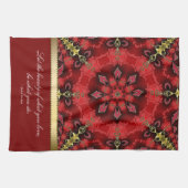 Red Gold Geometric Art Quote Tea Towel Theedoek (Horizontaal)