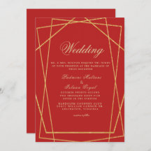 Red Gold Geometric Indian Style Wedding