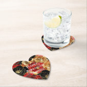 Red Gold Glam Bloemen Verjaardag Kartonnen Onderzetters (Insitu)