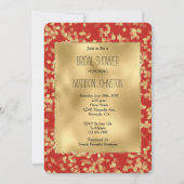 Red Gold Glam Confetti Abstract Vrijgezellenfeest Kaart (Voorkant)