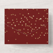 Red Gold Glam Confetti bruiloft All In One Uitnodiging (Achterkant)